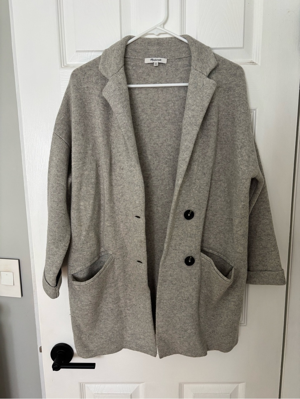 Madewell Light Gray Oversized Merino Wool Blazer Cardigan